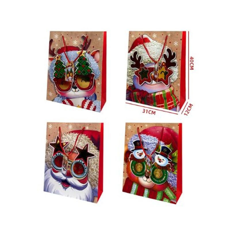 GENERICO - BOLSA DE REGALO NAVIDAD FELIZ 18X8X24CM CON DISEÑOS