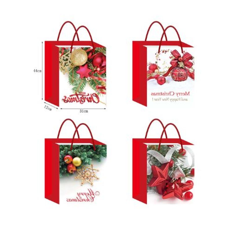 GENERICO - BOLSA DE REGALO NAVIDA FONDO BLANCO ADORNOS 44X31X12CM