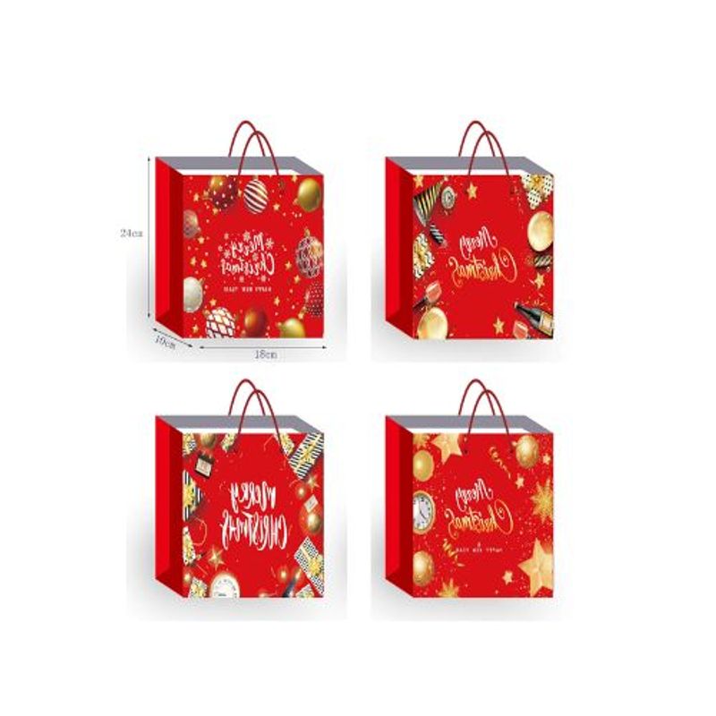 GENERICO - BOLSA DE REGALO NAVIDAD FONDO ROJO CHRISTMAS 18X24X10CM