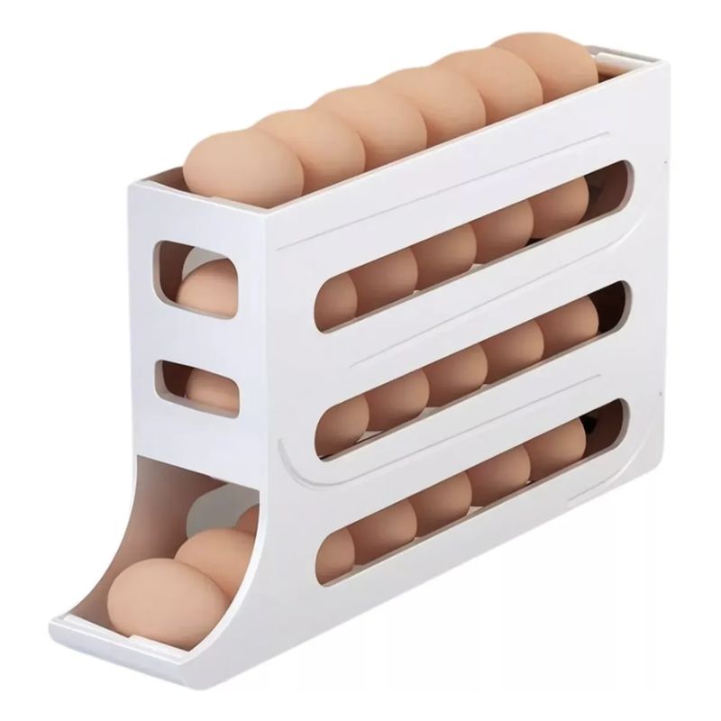 MOMO - Caja De Almacenamiento Huevos Deslizante Para Refrigerador Color Blanco