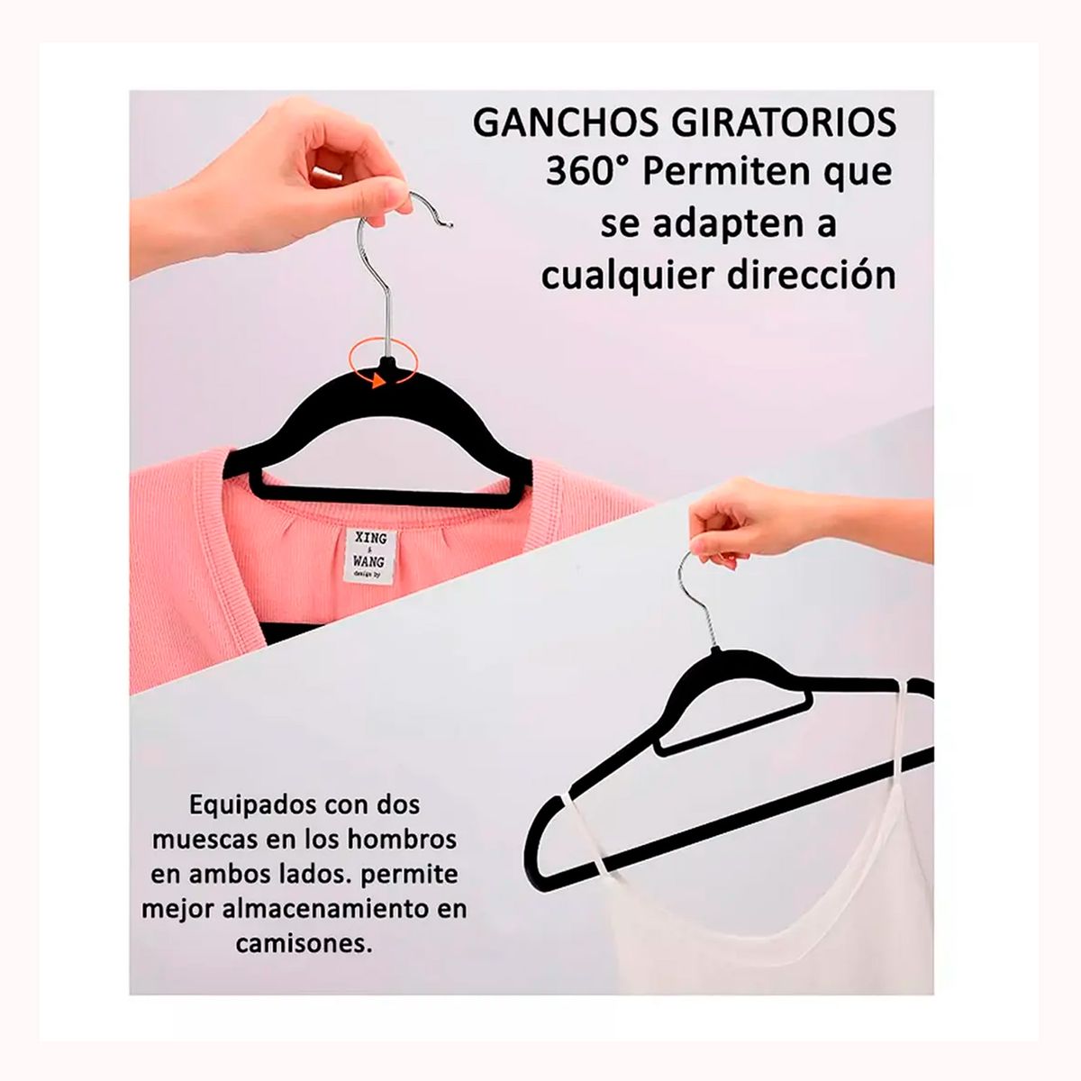 GENERICO - Colgadores de ropa antideslizantes terciopelo 20 Unid