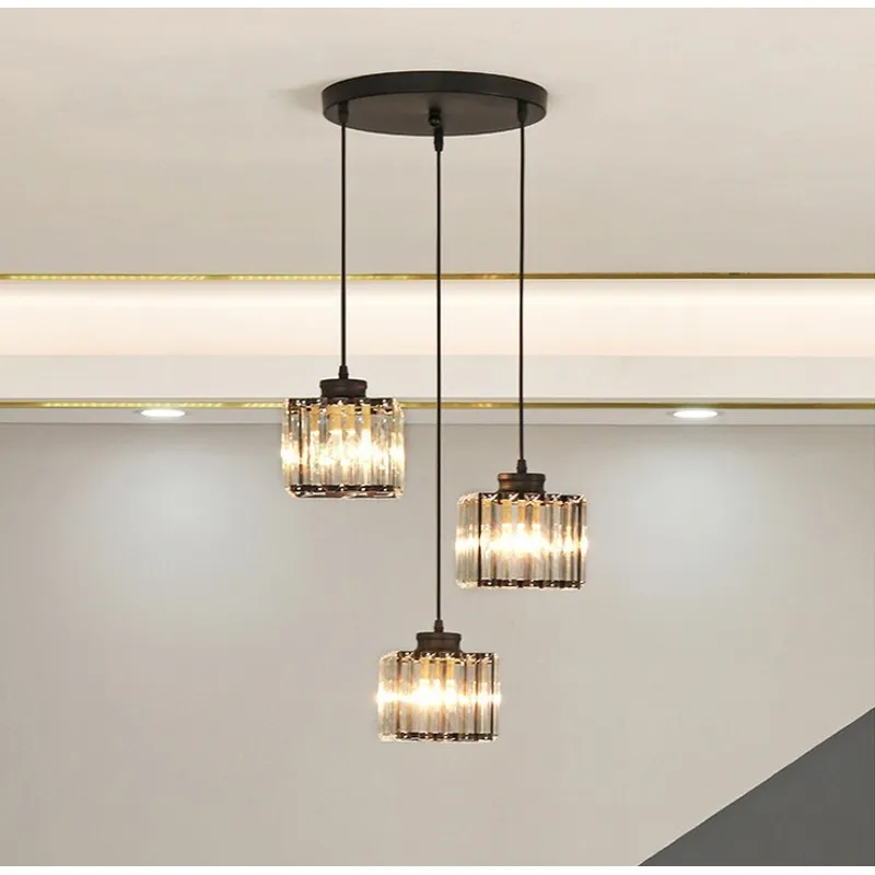 TNAKIEX - Lámpara Colgante Lámpara De Techo Cristal Moderna Decorativa-Negro