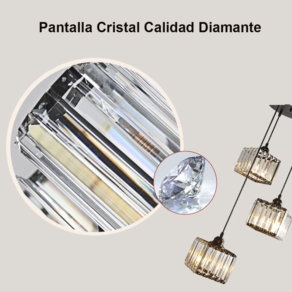 TNAKIEX - Lámpara Colgante Lámpara De Techo Cristal Moderna Decorativa-Negro