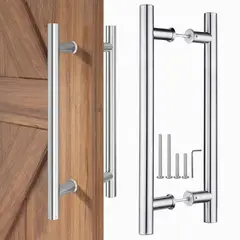 KUANGYE - Manillon Doble Acero Inoxidable 50 Cm Para Puerta Madera Plateado