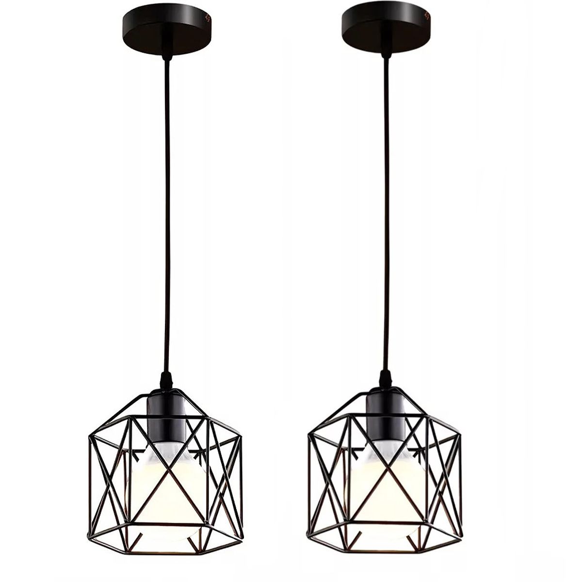 TNAKIEX - 2Pz Metal Lámparas Colgante Lámpara De Techo Industrial E27 Negro.