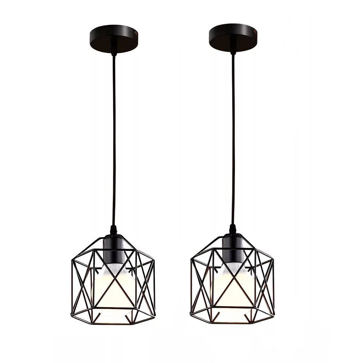 TNAKIEX - 2Pz Metal Lámparas Colgante Lámpara De Techo Industrial E27 Negro.