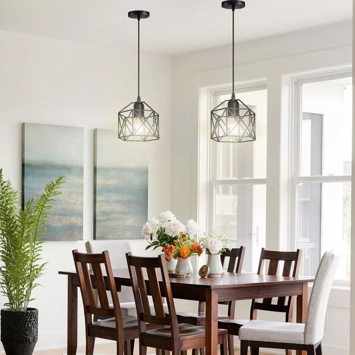 TNAKIEX - 2Pz Metal Lámparas Colgante Lámpara De Techo Industrial E27 Negro.