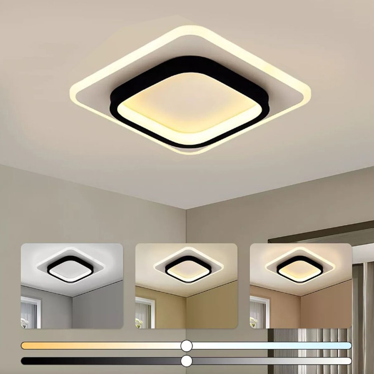 TNAKIEX - Lámparas de techo led acrílica moderno 26w 3 colores Negro