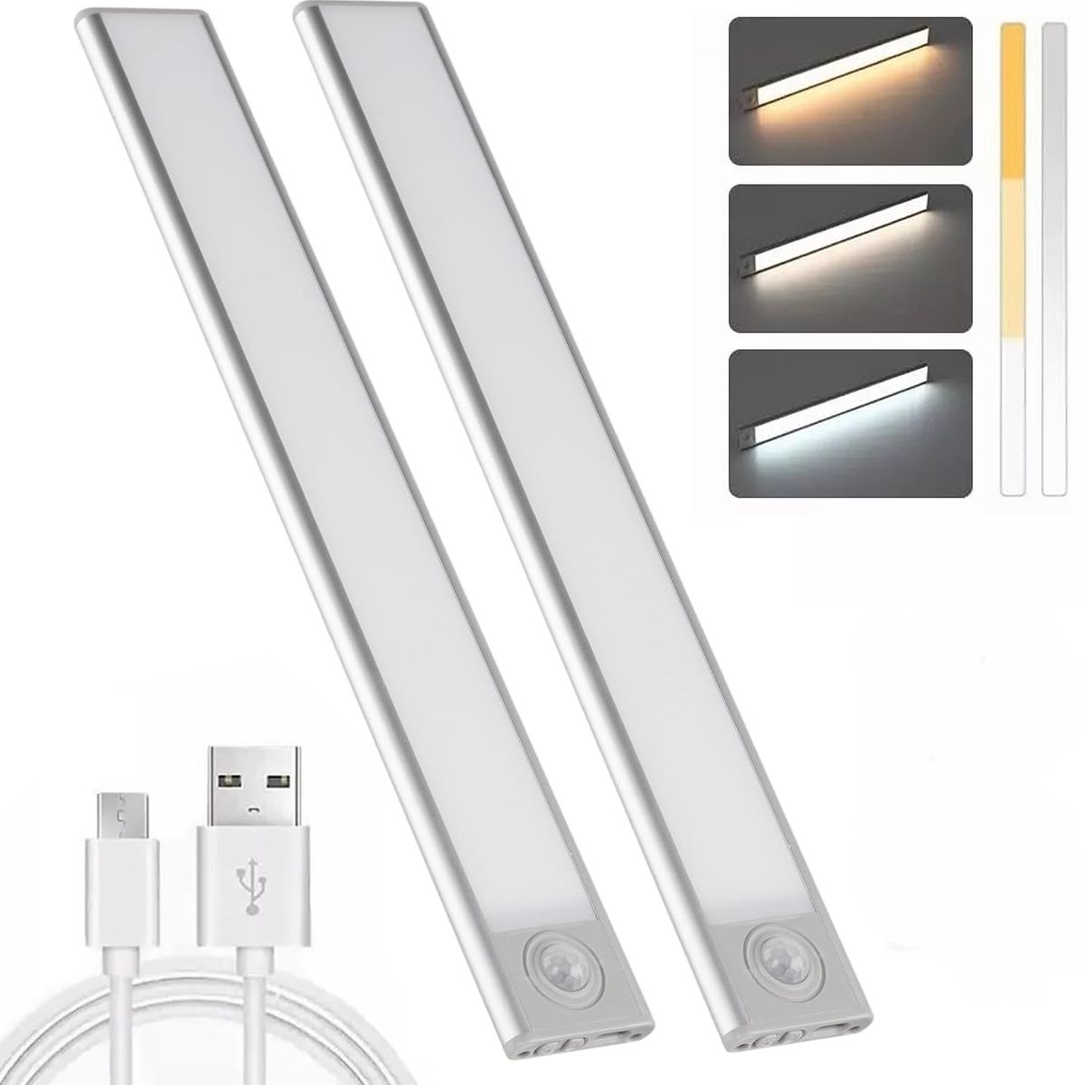 TNAKIEX - 2luz Clóset Barra Con Sensor Movimiento 40cm Lámpara Armario