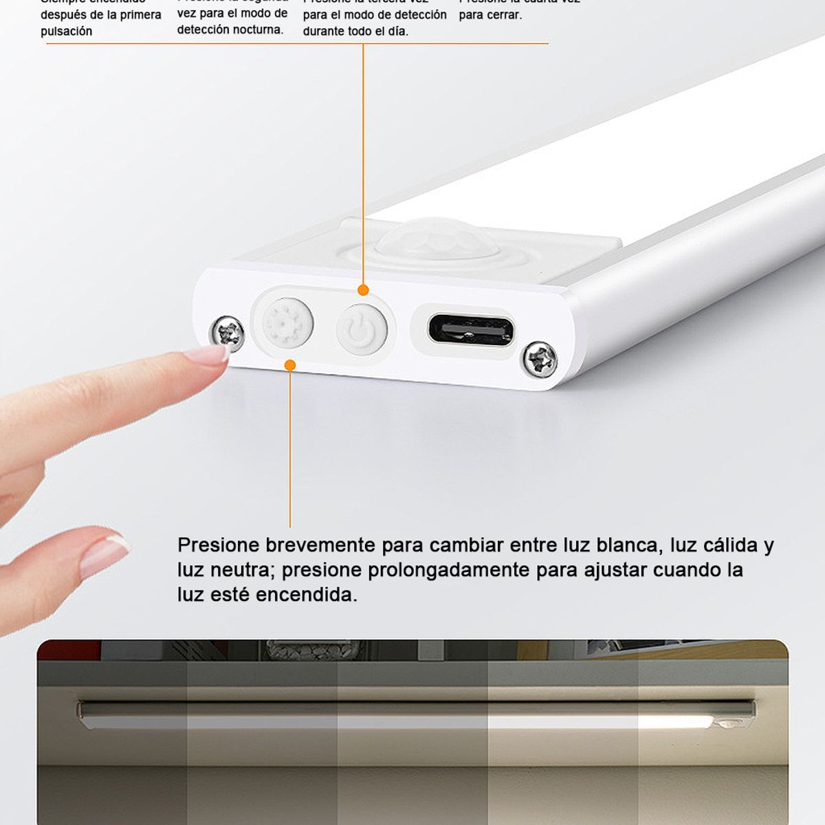 TNAKIEX - 2luz Clóset Barra Con Sensor Movimiento 40cm Lámpara Armario