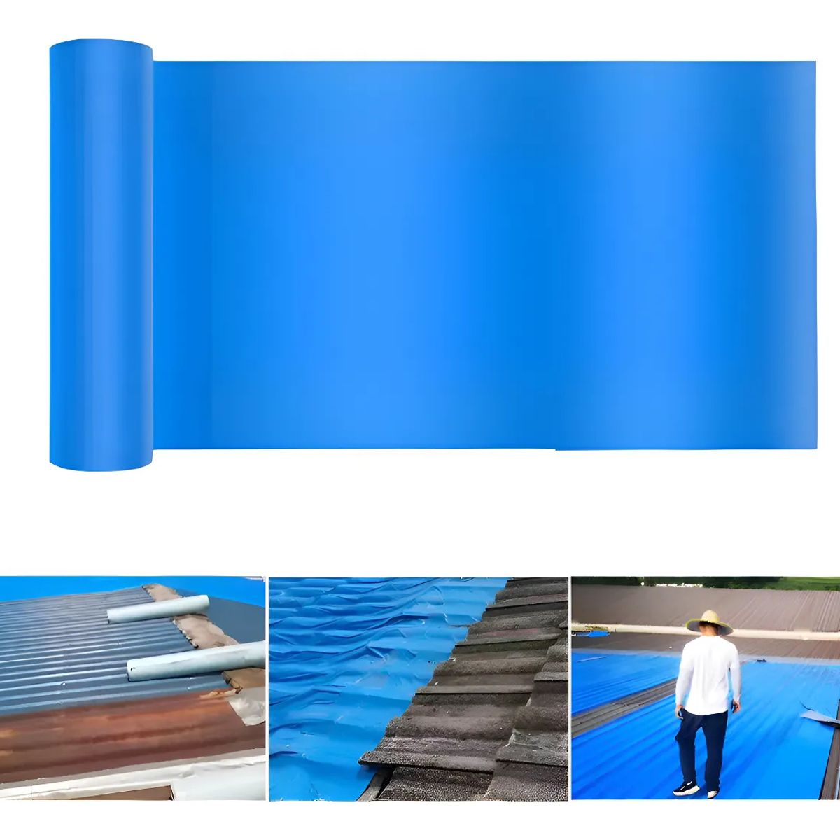 KUANGYE - Cinta Sellador Adhesivo Techo Gotera Impermeable 30cm X 10m Azul Lisa