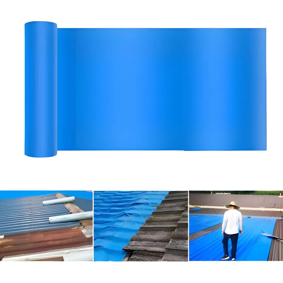 KUANGYE - Cinta Sellador Adhesivo Techo Gotera Impermeable 30cm X 10m Azul Lisa