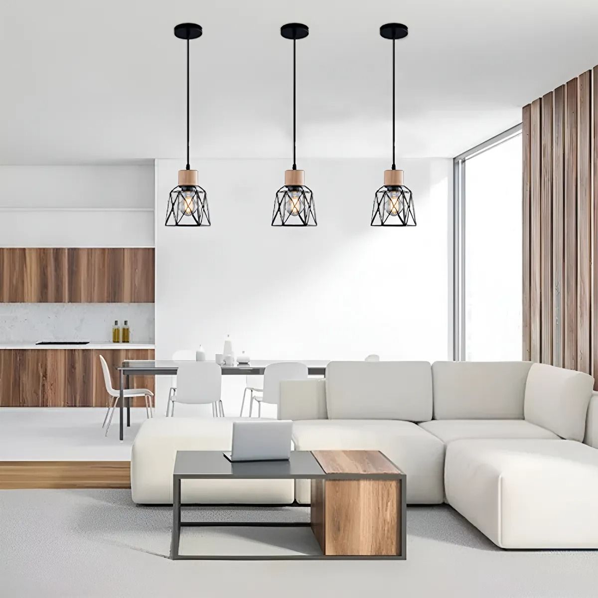 TNAKIEX - Lámpara Colgante Industrial E26 Tipo Jaula Negro, 2 Pieza