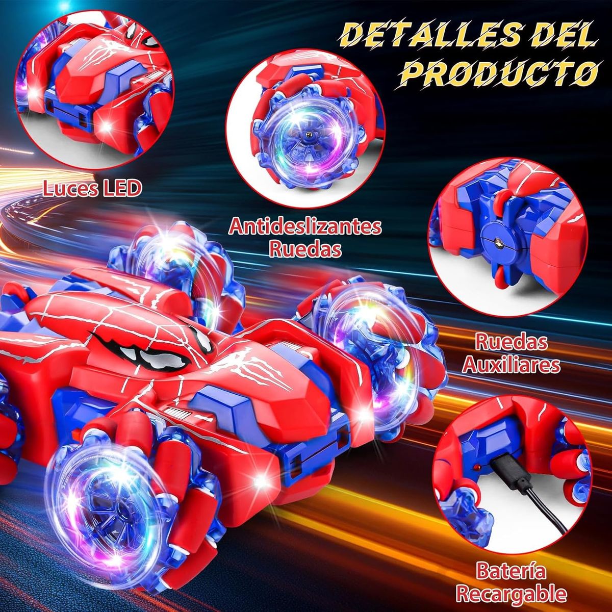 GENERICO - Coche de Control Remoto Con Luces Frías Para Regalos Niños