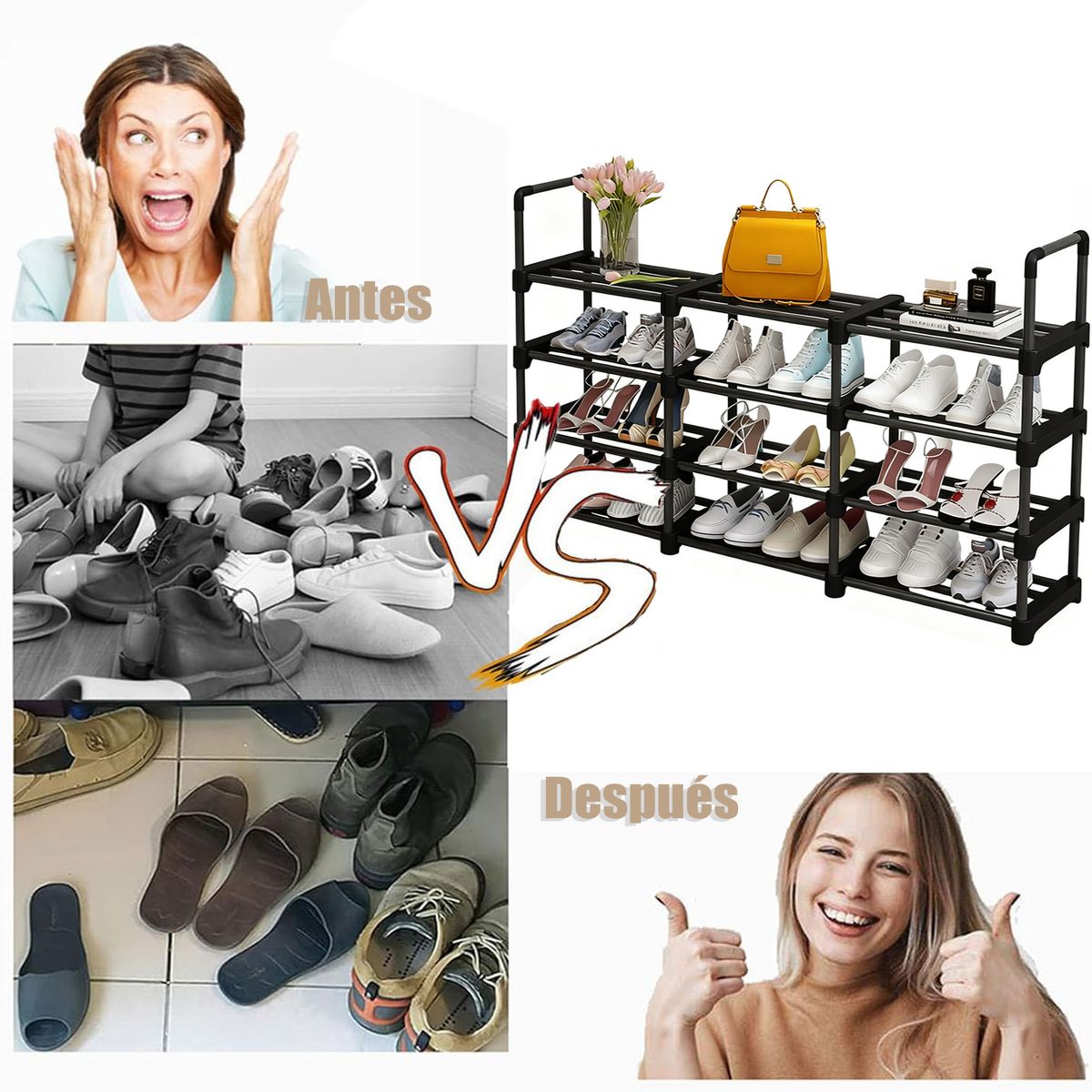 GENERICO - Zapatero Extraíble De 4 Niveles Con Capacidad Para 24 Pares