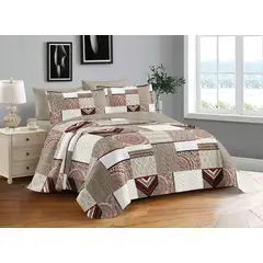 GENERICO - CUBRECAMA KING DE VERANO CUADRO MARRON MODERNO ELEGANTE TF