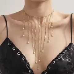 LUXURYJOYAS - Collar De Perlas De Río Naturales Baño Oro 18kt Fiesta