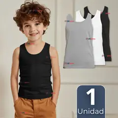 UTILISIMO - Camiseta Sin Manga Básica Suave 100% Algodón Colores Surtidos Niño