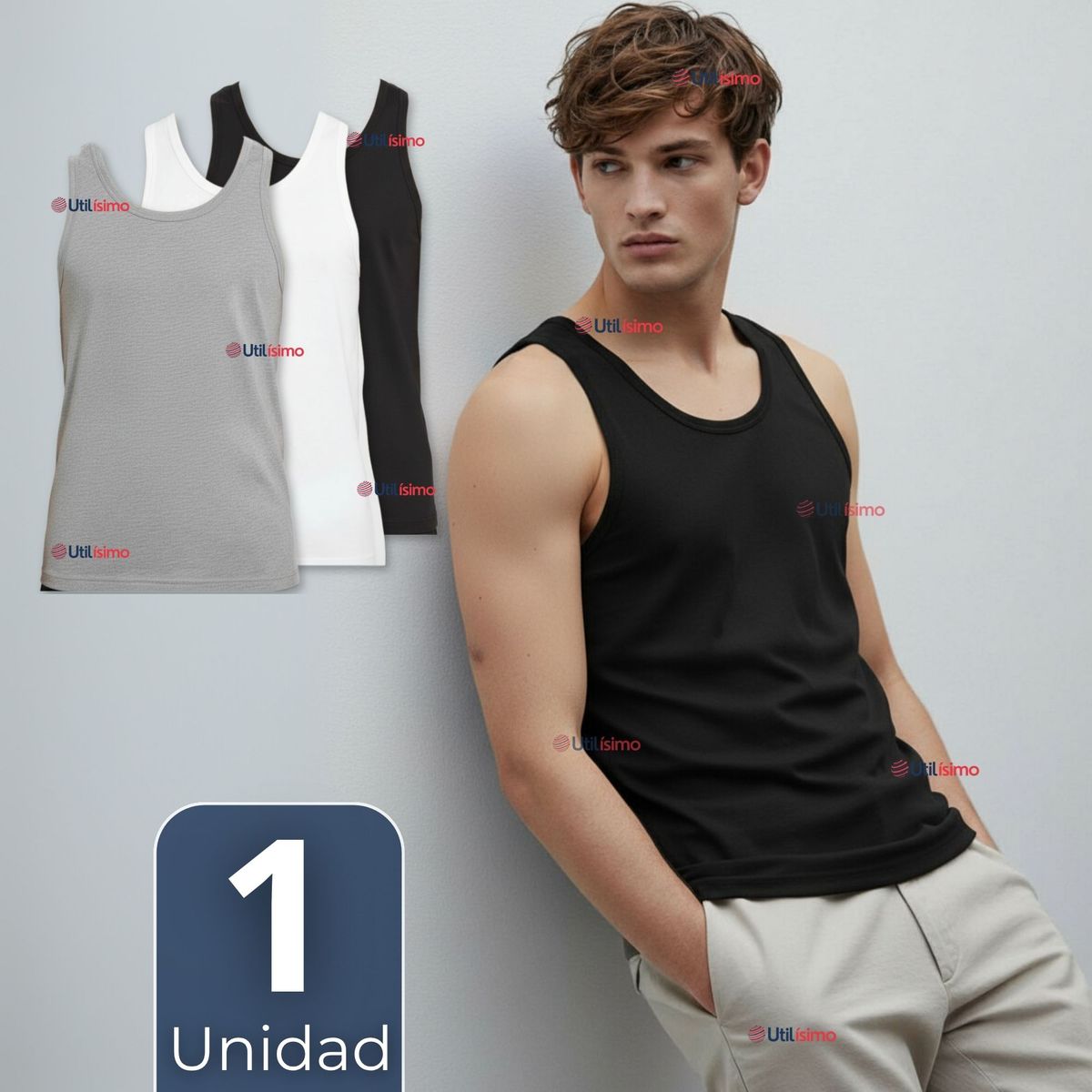 UTILISIMO - Camiseta Sin Manga Básica Suave 100% Algodón Colores Surtidos Niño