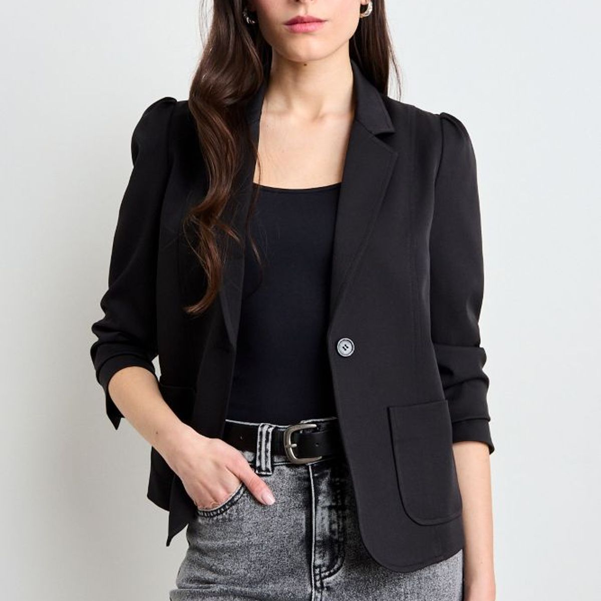 IO - Blazer Liso Mujer Negro Io
