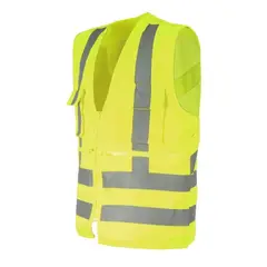 BUFALO - Chaleco Geólogo Poplin Reflectante Amarillo Flúorescente