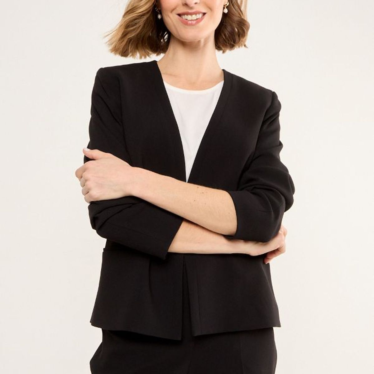 MA GRIFFE - Blazer Sin Solapa Mujer Negro Magriffe
