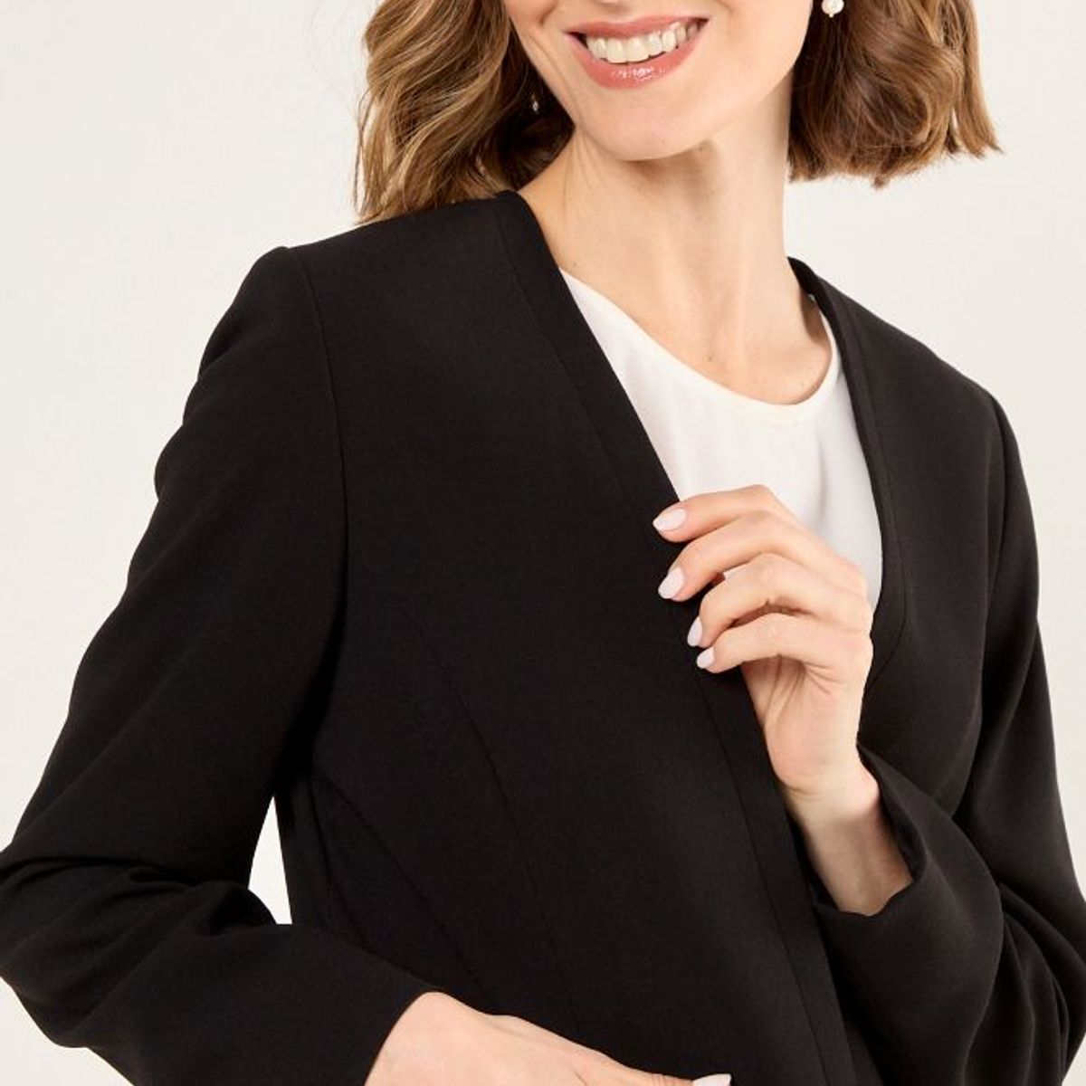 MA GRIFFE - Blazer Sin Solapa Mujer Negro Magriffe