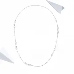 BLOOM CRYSTAL - Collar Largo de Perlas Blancas y Cristales en Rodio