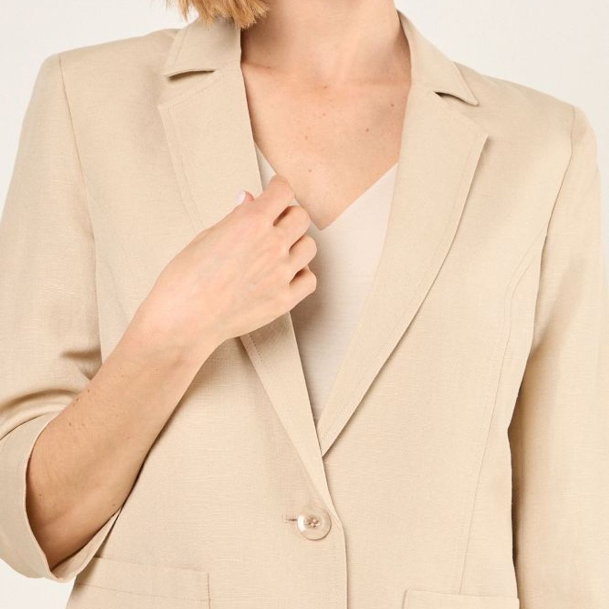 MA GRIFFE - Blazer Liso Mujer Beige Magriffe
