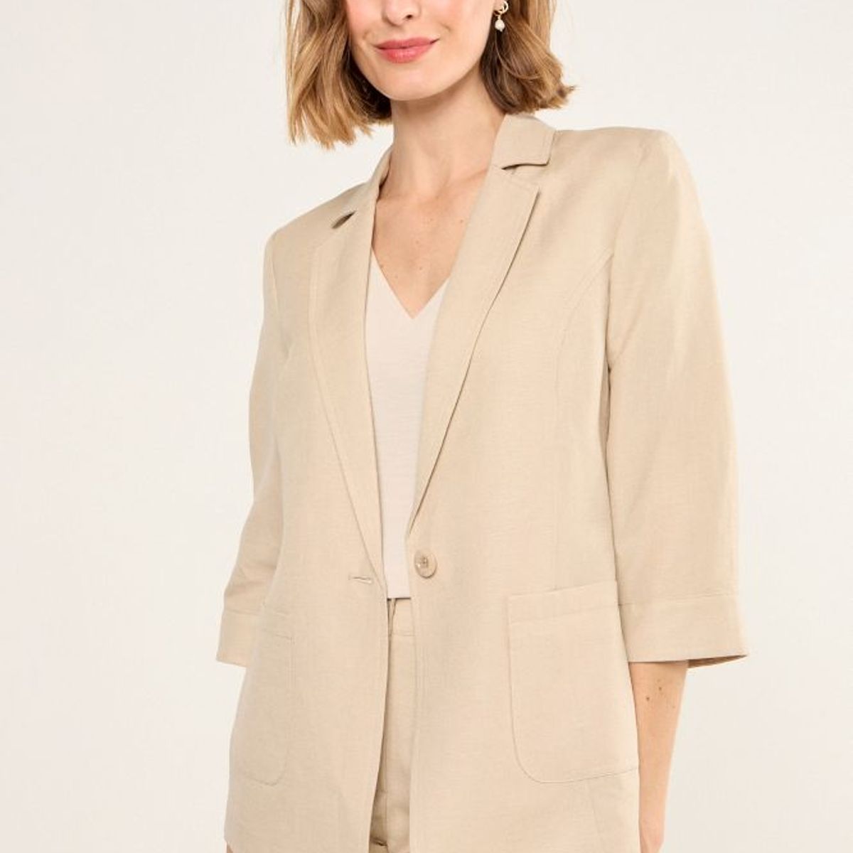 MA GRIFFE - Blazer Liso Mujer Beige Magriffe