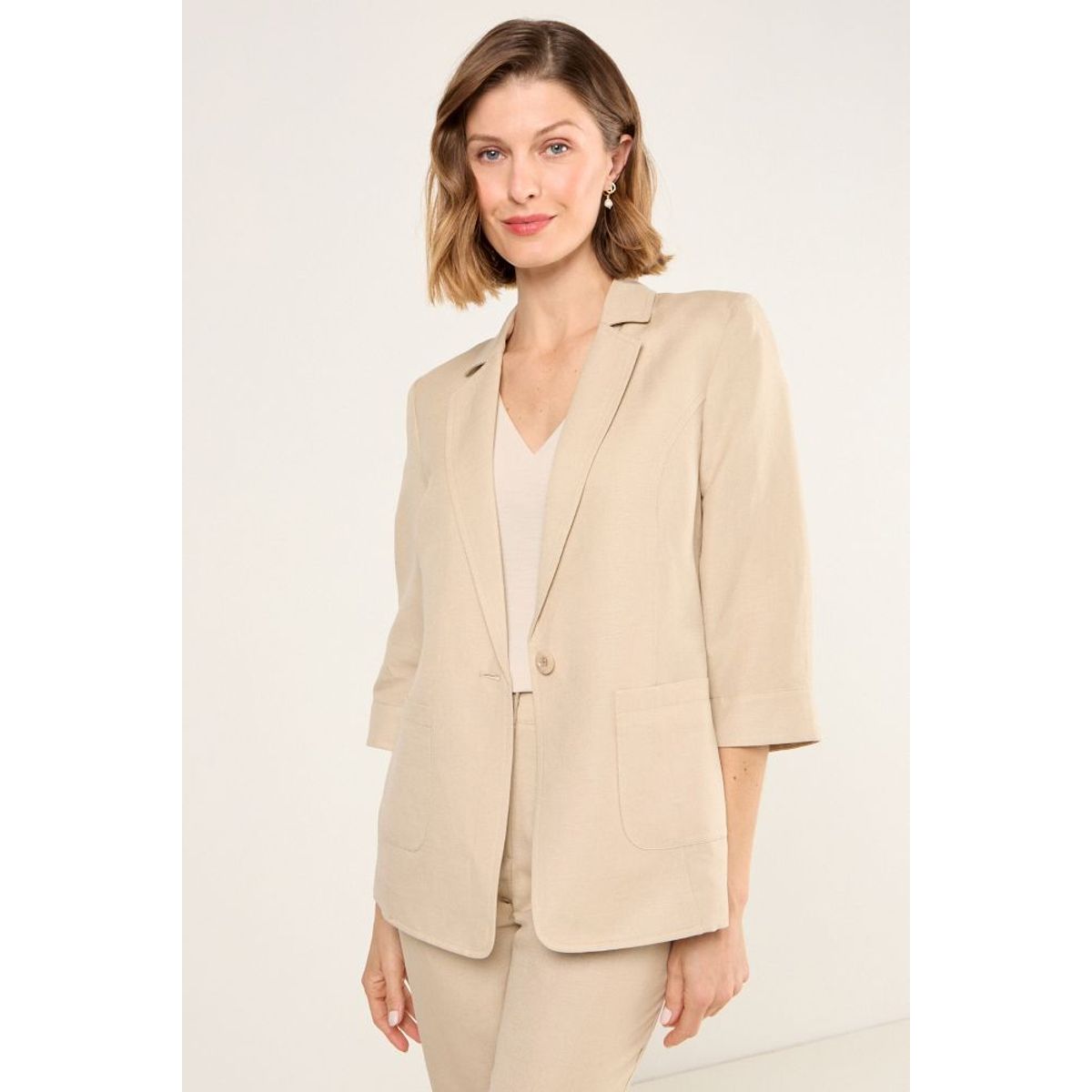 MA GRIFFE - Blazer Liso Mujer Beige Magriffe