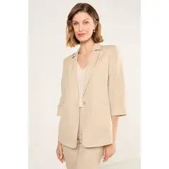 MA GRIFFE - Blazer Liso Mujer Beige Magriffe