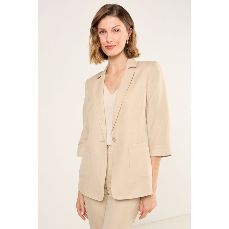 MA GRIFFE - Blazer Liso Mujer Beige Magriffe