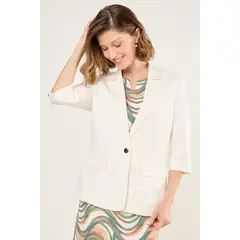 MA GRIFFE - Blazer De Lino Mujer Blanco Magriffe