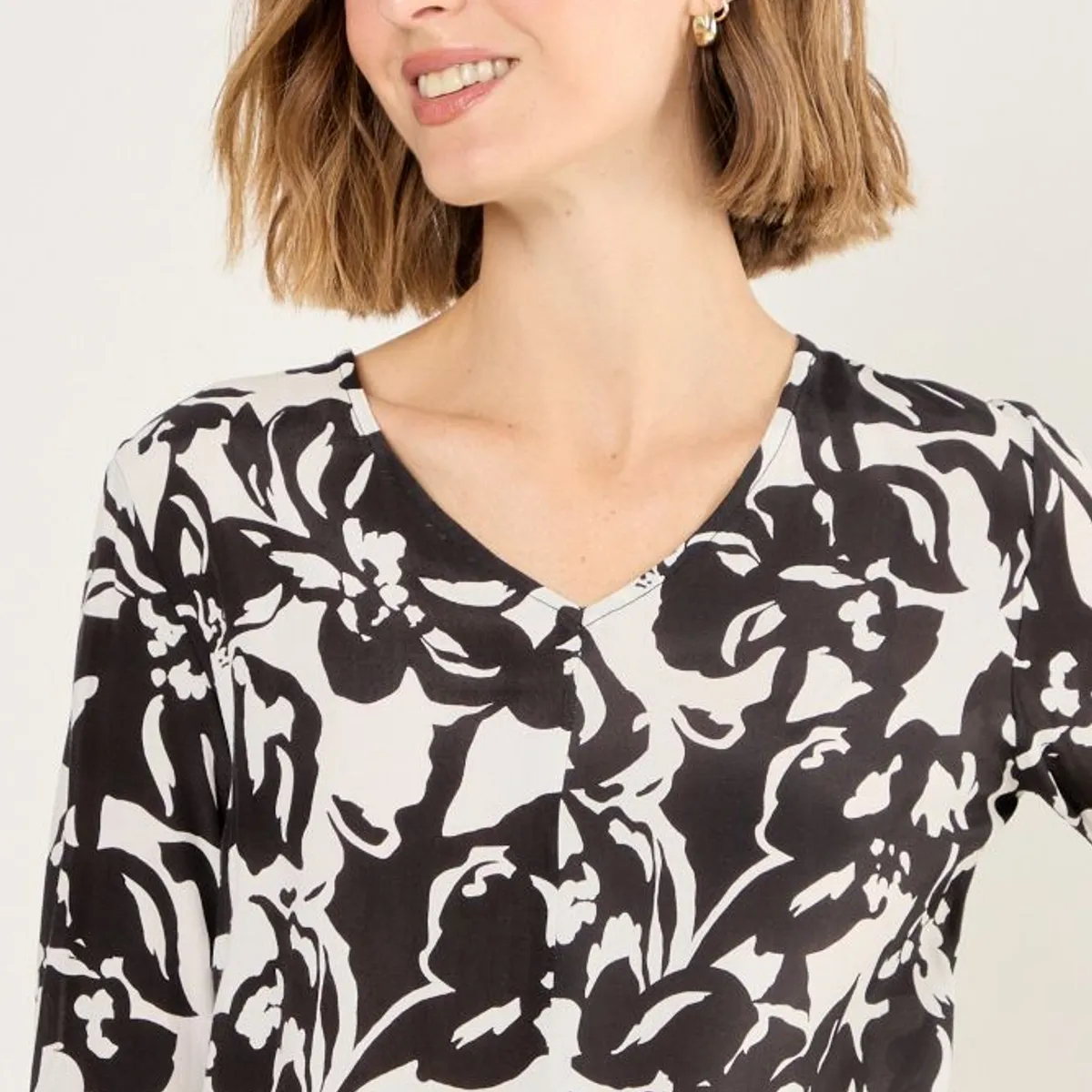 MA GRIFFE - Blusa De Viscosa Estampada Mujer Negro Magriffe