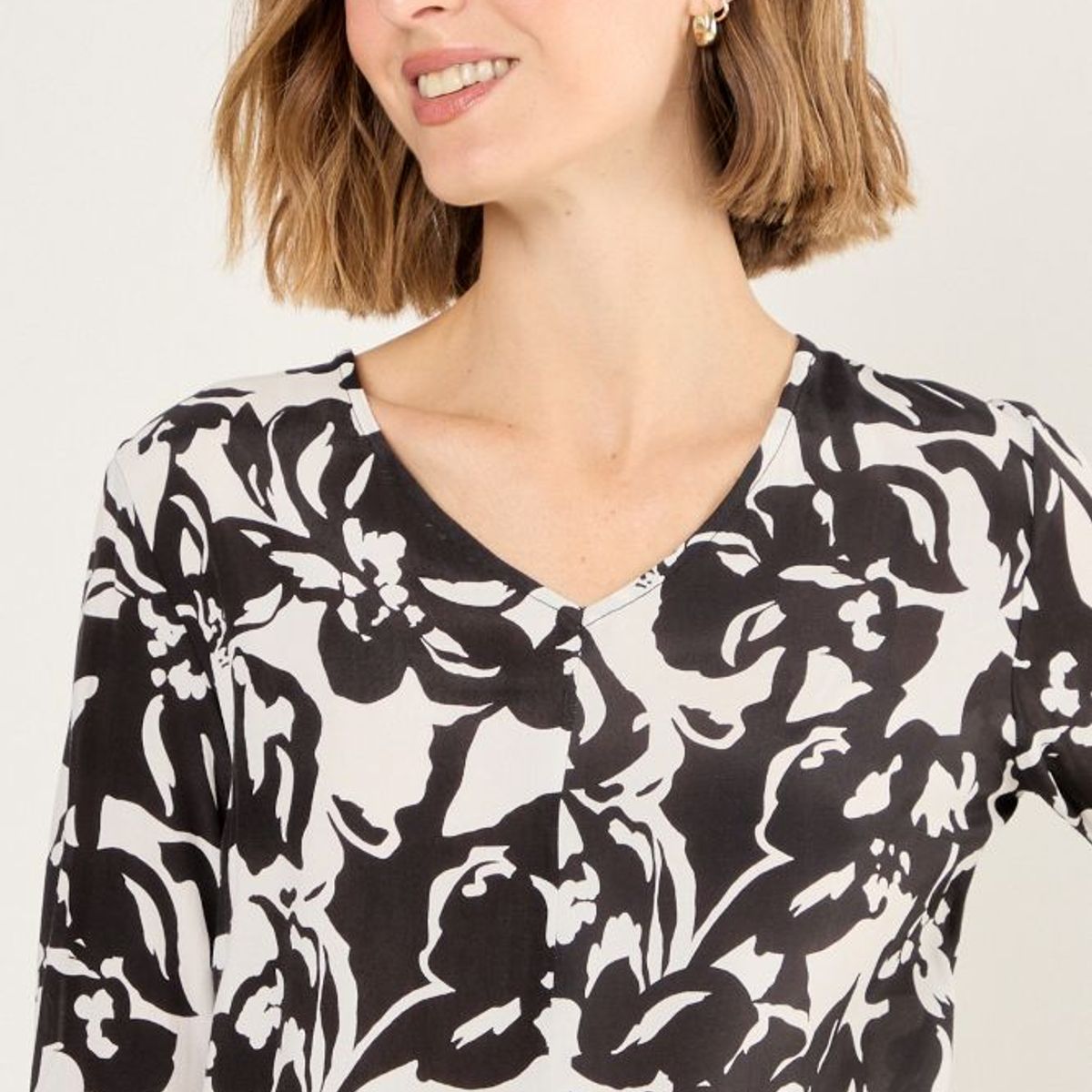 MA GRIFFE - Blusa De Viscosa Estampada Mujer Negro Magriffe