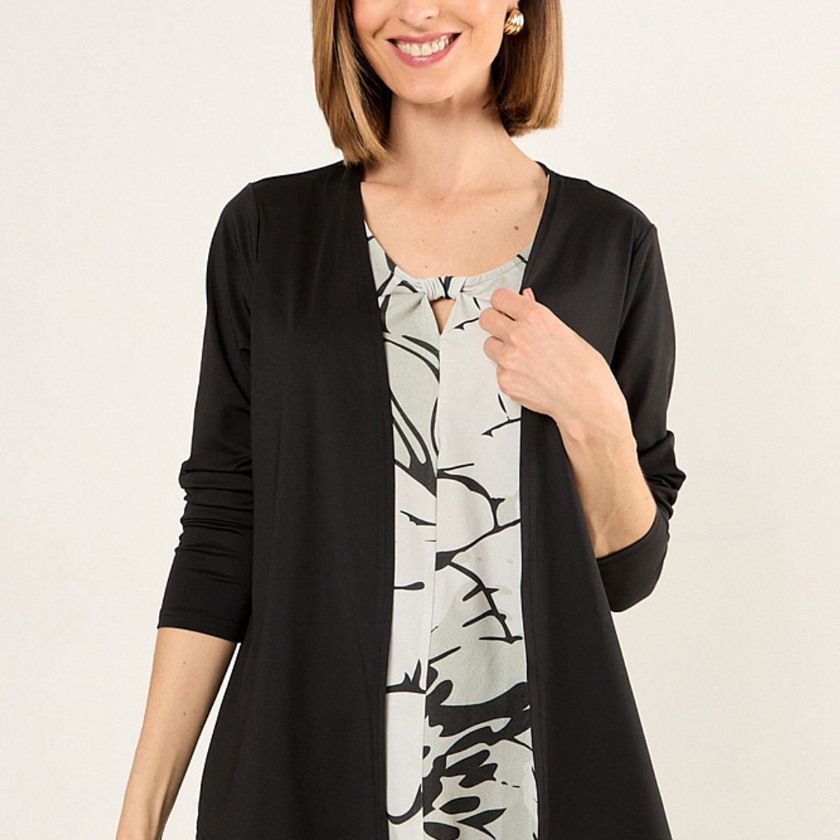 MA GRIFFE - Tapado Abierto Mujer Negro Magriffe