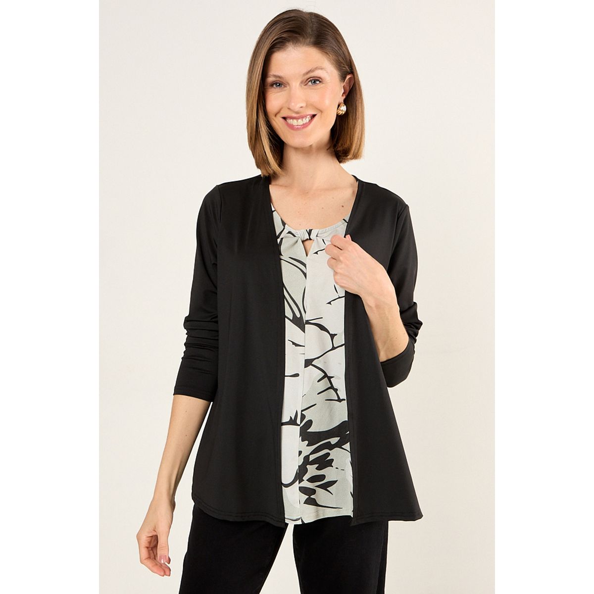 MA GRIFFE - Tapado Abierto Mujer Negro Magriffe