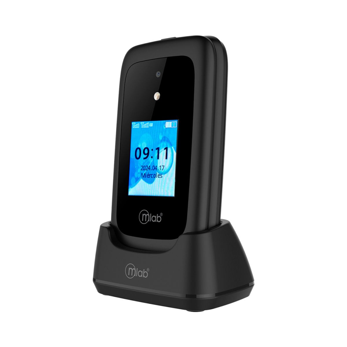 MLAB - Mlab Celular Senior Shell 4g Sos 2.8 + Base Cargador Negro
