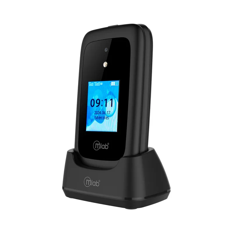 MLAB - Mlab Celular Senior Shell 4g Sos 28 + Base Cargador Negro