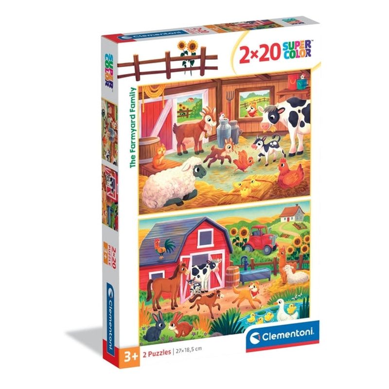 CLEMENTONI CLEMENTONI 24818 PUZZLE 2 X 20 PIEZAS THE FARMYARD FAMILY ...
