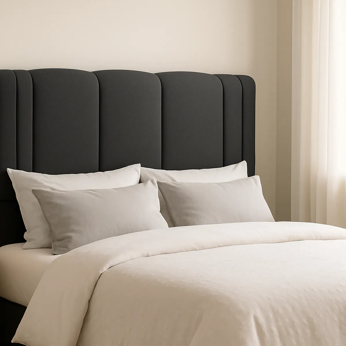 GENERICO - RESPALDO DE CAMA 2 PLAZAS GRIS OSCURO MILANO