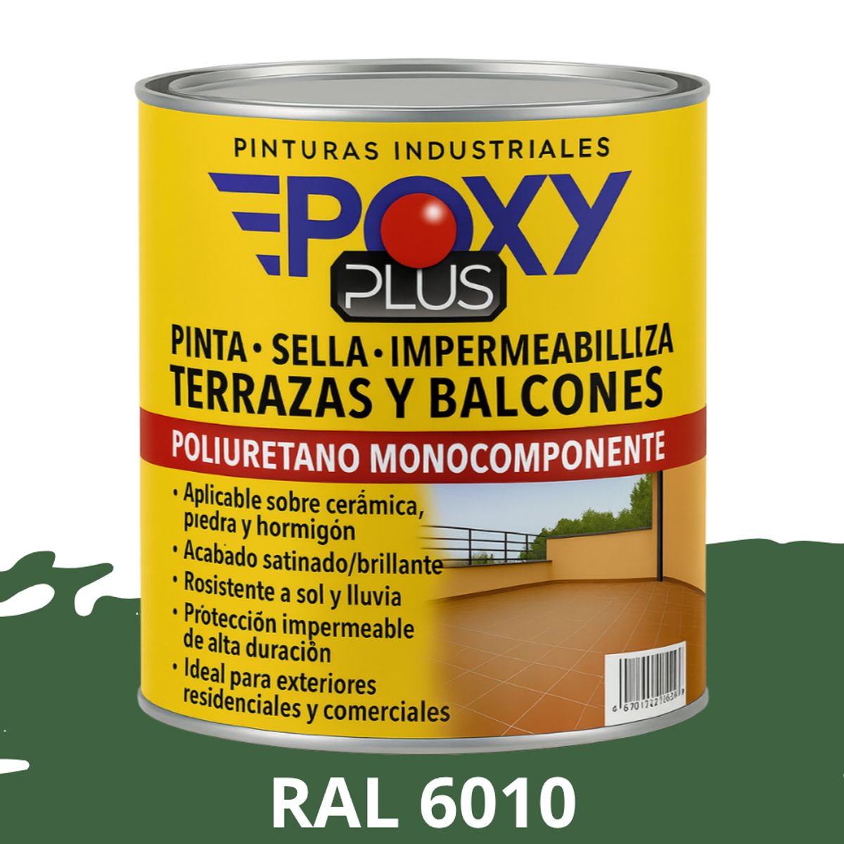 EPOXY - TERRAZAS Y BALCONES- Pinta Sella e Impermeabiliza - RAL 6010