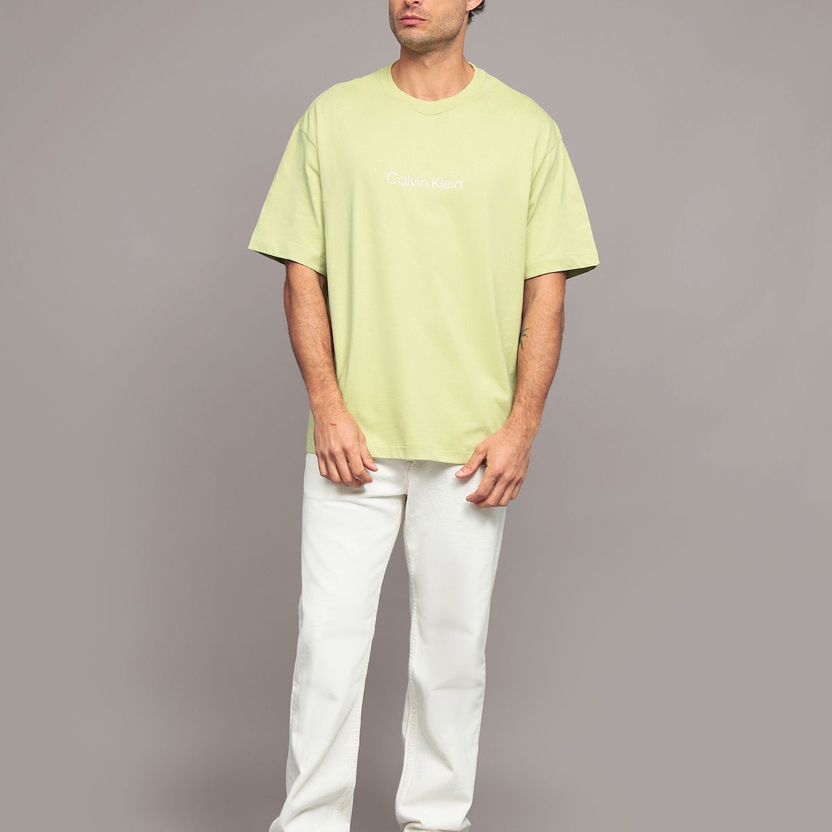 CALVIN KLEIN - Polera Relaxed con Logo Verde Calvin Klein