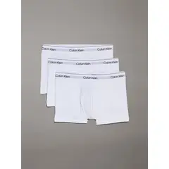 CALVIN KLEIN - Pack 3 Bóxers Trunk Icon Cotton Stretch Blanco