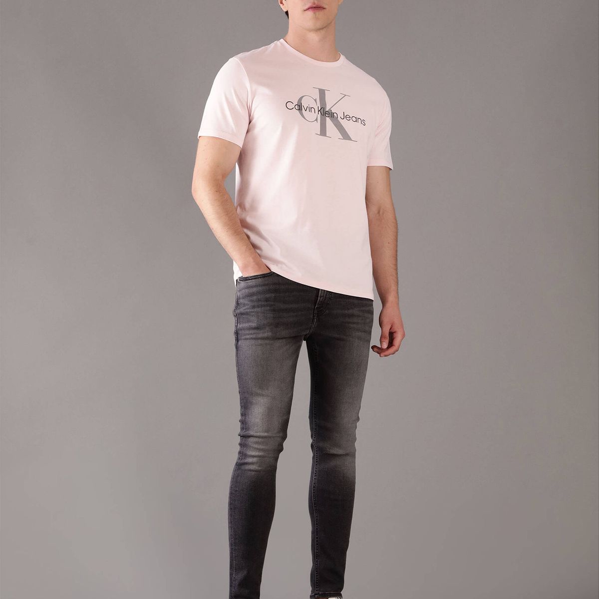 CALVIN KLEIN - Polera Monogram Crew Rosado Calvin Klein