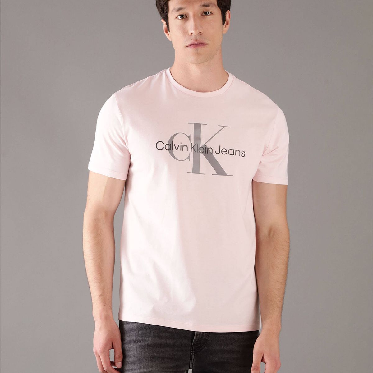 CALVIN KLEIN - Polera Monogram Crew Rosado Calvin Klein