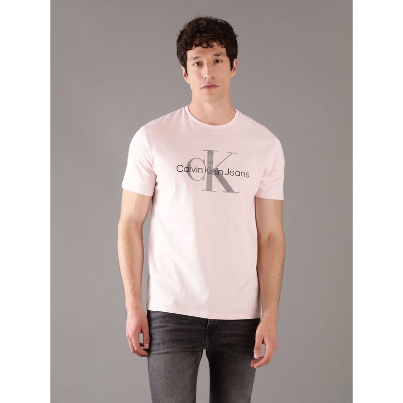 CALVIN KLEIN - Polera Monogram Crew Rosado Calvin Klein