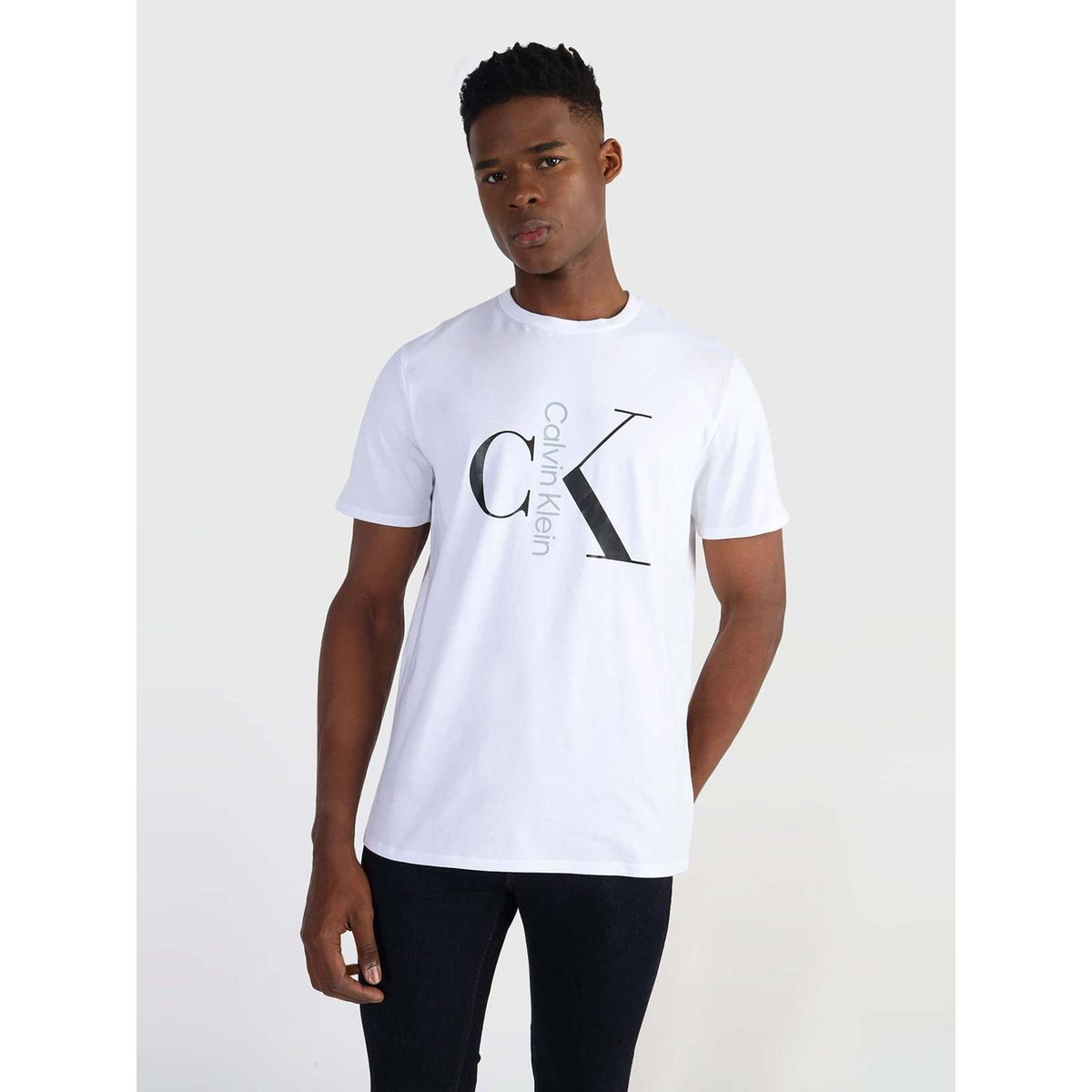 CALVIN KLEIN - Polera Text Monogram Blanco Calvin Klein