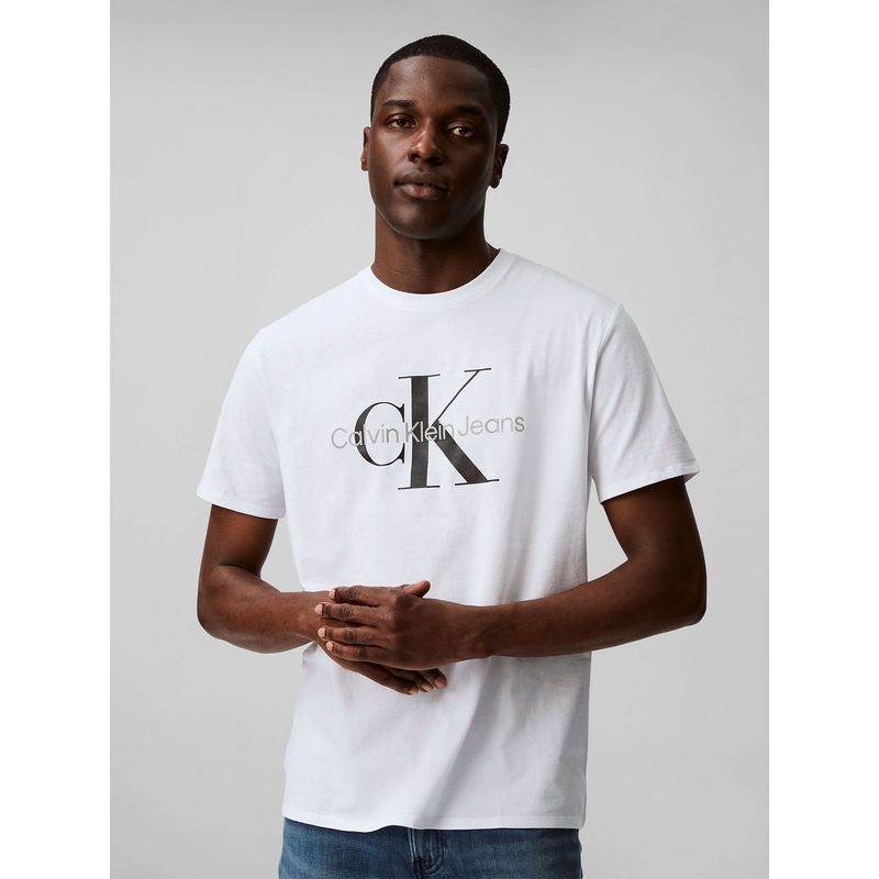 CALVIN KLEIN - Polera Monogram Crew Blanco Calvin Klein